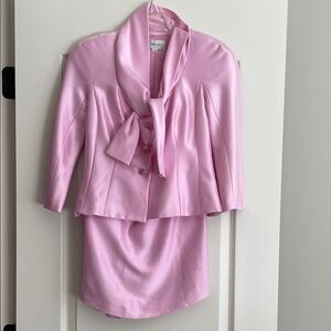 Vintage Raw Silk Elegant Pink Women's Suit
